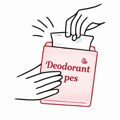 1. RemoveOpen the wipe. Swipe each underarm 5–10 seconds. Bacteria and built-up sweat lifted from the skin.
